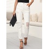 image:imageSidefeel Womens Boyfriend Jeans Stretchy Ripped Distressed Zimbaplatinum Denim PantsWhite