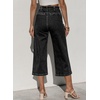 image:imageSidefeel Womens Capri Pants Trendy Wide Leg Jeans High Waisted Stretchy Loose Cropped Denim PantsBlack