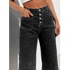 image:imageSidefeel Womens Capri Pants Trendy Wide Leg Jeans High Waisted Stretchy Loose Cropped Denim PantsBlack