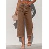 image:imageSidefeel Womens Capri Pants Trendy Wide Leg Jeans High Waisted Stretchy Loose Cropped Denim PantsBrown