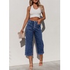 image:imageSidefeel Womens Capri Pants Trendy Wide Leg Jeans High Waisted Stretchy Loose Cropped Denim PantsDark Blue