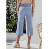 image:imageSidefeel Womens Capri Pants Trendy Wide Leg Jeans High Waisted Stretchy Loose Cropped Denim PantsIceland Blue