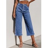 image:imageSidefeel Womens Capri Pants Trendy Wide Leg Jeans High Waisted Stretchy Loose Cropped Denim PantsLight Blue