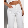 image:imageSidefeel Womens Capri Pants Trendy Wide Leg Jeans High Waisted Stretchy Loose Cropped Denim PantsWhite