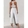 image:imageSidefeel Womens Capri Pants Trendy Wide Leg Jeans High Waisted Stretchy Loose Cropped Denim PantsWhite