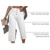 image:imageSidefeel Womens Capri Pants Trendy Wide Leg Jeans High Waisted Stretchy Loose Cropped Denim PantsWhite