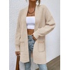 image:imageSidefeel Womens Cardigan Sweaters 2026 Long Sleeve Open Front Chevron Striped Fall Outfits Chunky Knit Sweaters CoatApricot