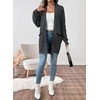 image:imageSidefeel Womens Cardigan Sweaters 2026 Long Sleeve Open Front Chevron Striped Fall Outfits Chunky Knit Sweaters CoatBlack and Gray