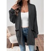 image:imageSidefeel Womens Cardigan Sweaters 2026 Long Sleeve Open Front Chevron Striped Fall Outfits Chunky Knit Sweaters CoatBlack and Gray