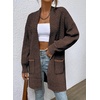 image:imageSidefeel Womens Cardigan Sweaters 2026 Long Sleeve Open Front Chevron Striped Fall Outfits Chunky Knit Sweaters CoatBrown