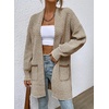 image:imageSidefeel Womens Cardigan Sweaters 2026 Long Sleeve Open Front Chevron Striped Fall Outfits Chunky Knit Sweaters CoatKhaki