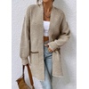 image:imageSidefeel Womens Cardigan Sweaters 2026 Long Sleeve Open Front Chevron Striped Fall Outfits Chunky Knit Sweaters CoatKhaki