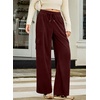 image:imageSidefeel Womens Corduroy Pants Casual High Waisted Elastic Drawstring Cargo Loose Fit Wide Leg Pants with PocketsBurgundy