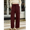 image:imageSidefeel Womens Corduroy Pants Casual High Waisted Elastic Drawstring Cargo Loose Fit Wide Leg Pants with PocketsBurgundy