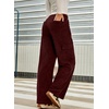 image:imageSidefeel Womens Corduroy Pants Casual High Waisted Elastic Drawstring Cargo Loose Fit Wide Leg Pants with PocketsBurgundy