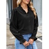 image:imageSidefeel Womens Corduroy Shirts Button Down Long Sleeve Ruffle V Neck Blouses TopBlack