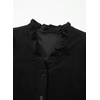 image:imageSidefeel Womens Corduroy Shirts Button Down Long Sleeve Ruffle V Neck Blouses TopBlack