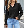 image:imageSidefeel Womens Corduroy Shirts Button Down Long Sleeve Ruffle V Neck Blouses TopBlack