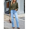 image:imageSidefeel Womens Corduroy Shirts Button Down Long Sleeve Ruffle V Neck Blouses TopGreen