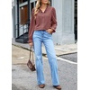 image:imageSidefeel Womens Corduroy Shirts Button Down Long Sleeve Ruffle V Neck Blouses TopMineral Red