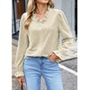 image:imageSidefeel Womens Corduroy Shirts Button Down Long Sleeve Ruffle V Neck Blouses TopWhite