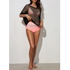 image:imageSidefeel Womens Crochet Tops Short Sleeve Sweater 2025 Fashion Hollow Out Scoop Neck Pullover Knit Tops Cover UpsBlack