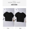 image:imageSidefeel Womens Crochet Tops Short Sleeve Sweater 2025 Fashion Hollow Out Scoop Neck Pullover Knit Tops Cover UpsBlack