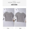 image:imageSidefeel Womens Crochet Tops Short Sleeve Sweater 2025 Fashion Hollow Out Scoop Neck Pullover Knit Tops Cover UpsGray
