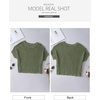 image:imageSidefeel Womens Crochet Tops Short Sleeve Sweater 2025 Fashion Hollow Out Scoop Neck Pullover Knit Tops Cover UpsGreen