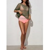 image:imageSidefeel Womens Crochet Tops Short Sleeve Sweater 2025 Fashion Hollow Out Scoop Neck Pullover Knit Tops Cover UpsGreen