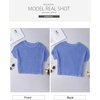 image:imageSidefeel Womens Crochet Tops Short Sleeve Sweater 2025 Fashion Hollow Out Scoop Neck Pullover Knit Tops Cover UpsLight Blue