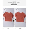 image:imageSidefeel Womens Crochet Tops Short Sleeve Sweater 2025 Fashion Hollow Out Scoop Neck Pullover Knit Tops Cover UpsRed