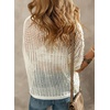image:imageSidefeel Womens Crochet Tops Short Sleeve Sweater 2025 Fashion Hollow Out Scoop Neck Pullover Knit Tops Cover UpsWhite