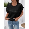 image:imageSidefeel Womens Crochet Tops for Women Cap Sleeve Knitted Summer Sweater Pullover Cute Beach Vacation ClothesBlack