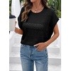 image:imageSidefeel Womens Crochet Tops for Women Cap Sleeve Knitted Summer Sweater Pullover Cute Beach Vacation ClothesBlack