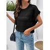 image:imageSidefeel Womens Crochet Tops for Women Cap Sleeve Knitted Summer Sweater Pullover Cute Beach Vacation ClothesBlack