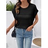 image:imageSidefeel Womens Crochet Tops for Women Cap Sleeve Knitted Summer Sweater Pullover Cute Beach Vacation ClothesBlack