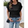 image:imageSidefeel Womens Crochet Tops for Women Cap Sleeve Knitted Summer Sweater Pullover Cute Beach Vacation ClothesBlack