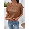 image:imageSidefeel Womens Crochet Tops for Women Cap Sleeve Knitted Summer Sweater Pullover Cute Beach Vacation ClothesCoffee