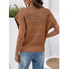 image:imageSidefeel Womens Crochet Tops for Women Cap Sleeve Knitted Summer Sweater Pullover Cute Beach Vacation ClothesCoffee