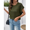 image:imageSidefeel Womens Crochet Tops for Women Cap Sleeve Knitted Summer Sweater Pullover Cute Beach Vacation ClothesGreen