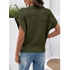 image:imageSidefeel Womens Crochet Tops for Women Cap Sleeve Knitted Summer Sweater Pullover Cute Beach Vacation ClothesGreen