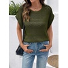 image:imageSidefeel Womens Crochet Tops for Women Cap Sleeve Knitted Summer Sweater Pullover Cute Beach Vacation ClothesGreen