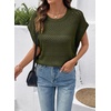 image:imageSidefeel Womens Crochet Tops for Women Cap Sleeve Knitted Summer Sweater Pullover Cute Beach Vacation ClothesGreen