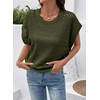 image:imageSidefeel Womens Crochet Tops for Women Cap Sleeve Knitted Summer Sweater Pullover Cute Beach Vacation ClothesGreen