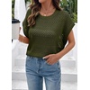 image:imageSidefeel Womens Crochet Tops for Women Cap Sleeve Knitted Summer Sweater Pullover Cute Beach Vacation ClothesGreen