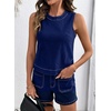 image:imageSidefeel Womens Denim Set Summer 2 Piece Short Sets Sleeveless Jean Top High Waisted Denim ShortsBluing