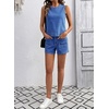 image:imageSidefeel Womens Denim Set Summer 2 Piece Short Sets Sleeveless Jean Top High Waisted Denim ShortsLight Blue