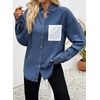 image:imageSidefeel Womens Denim Shirt Button Down Long Sleeve Jean Shirt Shackt with Lace Pocket Denim TopBluing