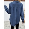 image:imageSidefeel Womens Denim Shirt Button Down Long Sleeve Jean Shirt Shackt with Lace Pocket Denim TopBluing